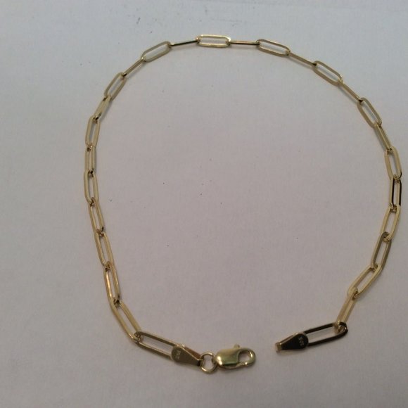 Solid 10K Genuine Real Yellow Gold PaperClip Ankle Bracelet 10'' Long  3mm 3.50g - Picture 4 of 7